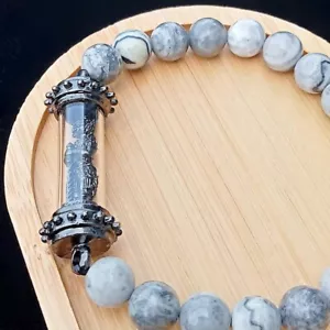 Lucky Howlite Stone Bracelet With amulet pendant, amulet bracelet jewelry. - Picture 1 of 6