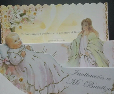20 Invitaciones de,A Mi Bautizo (invitaciones de bautizo al bautismo español) Favores Foto 1 de 4