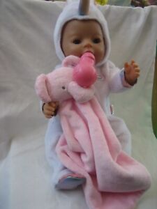 Baby Born Doll girl  With Accessories ,unicorn outfit,bottle,comforter