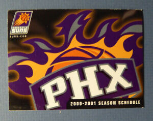 2000-2001 Phoenix Suns pocket schedule NBA basketball sponsored by Subway