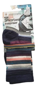 SmartWool Everyday Margarita Zero Cushion Striped Crew Socks Navy Blue S Small - Picture 1 of 6