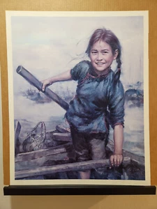 Mädchen in einem Boot von Kee Fung Ng (21,5" x 26,5") signierter & nummerierter Lithographiedruck - Bild 1 von 4