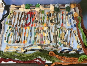 Vintage DMC Floss Lot 75 Piece Thread Skeins+9 NeedleArt Yarn Skeins+10Various - Picture 1 of 9