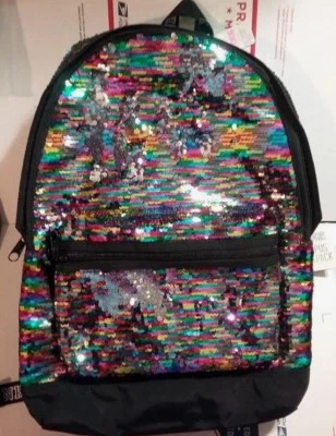 Mochila Victoria's Secret RAINBOW Lentejuelas Nueva Rosa Campus Bling Bolso Libro Nuevo con Etiquetas Foto 1 de 4