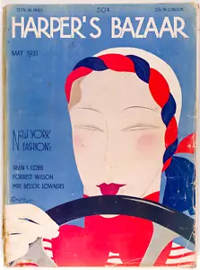 Benigni ART DECO Driver HARPERS BAZAAR May 1931 Chrysler SCHIAPARELLI Irvin Cobb - Picture 1 of 7