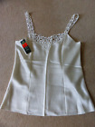 M&S Vintage Camisole, Cream Satin With Cream Lace Trim And Straps, Size 10. New