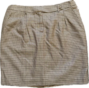 Brown Houndstooth Tweed-look High Waisted Mini Skirt Office Twee Look Uk 16 - Picture 1 of 3