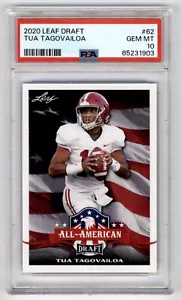 2020 Leaf Draft All-American Rookie Tua Tagovailoa #62 PSA 10 Alabama/Dolphins - Picture 1 of 2