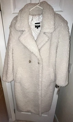 Abrigo de Peluche Largo Ugg Gertrude Invierno Blanco (Mujer XL) $268 Calce Relajado  Foto 1 de 4