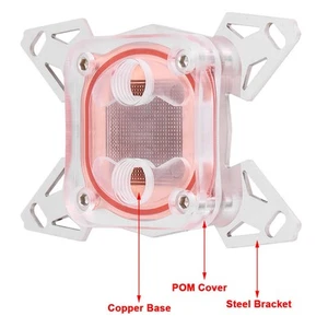 Computer CPU Wasserkühler Kühlblock Rot Kupfer Basis Pom Abdeckung W/Wasser KUI - Afbeelding 1 van 12