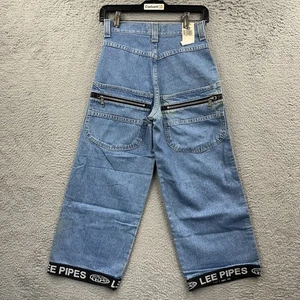 Vintage Lee Pipes Jeans Boys Size Small 24x24 Wide Leg Pockets Baggy Skater Y2K - Picture 1 of 9