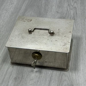 Caja de seguridad pequeña de metal vintage Joma caja de almacenamiento caja de efectivo 2 llaves España 7,25" x 6,5" - Imagen 1 de 13