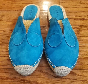 M. Gemi Teal The Nido Curvo Suede Espandrille Slip On Mule Slide Size 37 US 7 - Picture 1 of 10