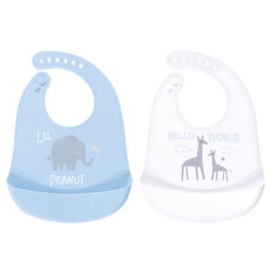 Luvable Friends Baby Silicone Bibs 2pk, Little Peanut, One Size