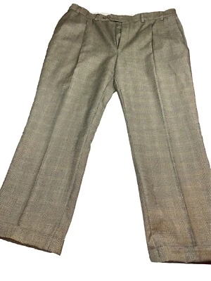 Pantalones de vestir plisados de lana a cuadros gris tostado Nautica J009 40 X 32 carrera 40 Foto 1 de 4