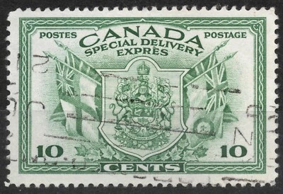 Escudo de armas canadiense SGS12 Sn: #E10 1942 10c CANADÁ, entrega especial, usado Foto 1 de 2