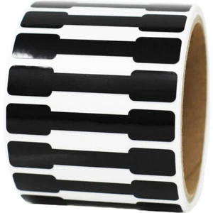 Black Blank Tamper Evident Labels | 0.5" x 2.75" Special Shape - 500 Pack - Picture 1 of 7