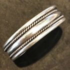 Native American Cable Cuff Bracelet  Navajo Taho Sterling Stamped .7" Wide #94A