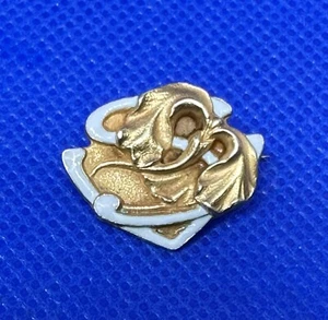 Gold 14k Gold Antique Pin, Art Nouveau Iris Pin - Picture 1 of 6