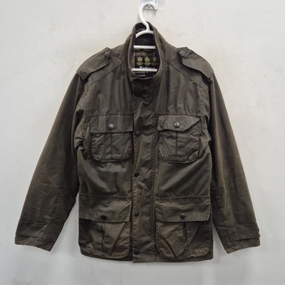 Abrigo Chaqueta Barbour Trooper Cera Impermeable Oliva Lluvia Campo Carga Pequeño Foto 1 de 4