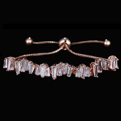 Pulsera Tenis Baguette Bolo Hecha con Cristal Swarovski Chapado en Oro Rosa 18K Foto 1 de 4