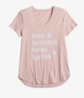 "Dog Mother Wine Lover" Różowy rozmiar Large Nowy w zapieczętowanej torbie Damski T-shirt Prezent