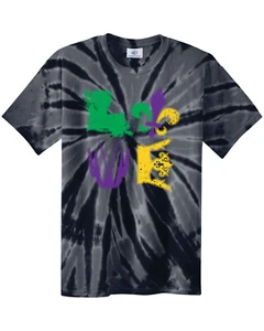 Mardi Gras Love Men's Unisex Tie Dye T-Shirt New Orleans Carnival Party - Picture 1 of 2