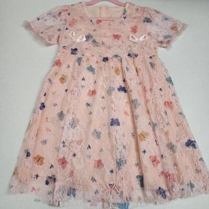 Girls Light Pink Butterfly Lace Dress Size 6 NEW without Tags - Picture 1 of 4