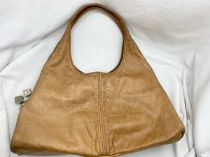 SIGRID OLSEN Cowhide Leather Tooled Hobo Bag Purse W/ Kathy Van Zeeland Charm - Picture 1 of 21