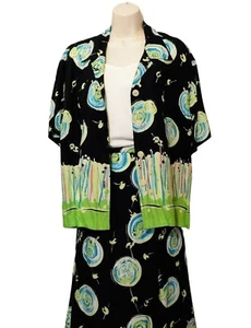 Blusa Falda Holly Lane 2 Piezas XL Negra Oliva Martini Swizzle Sticks Rayón - Imagen 1 de 9