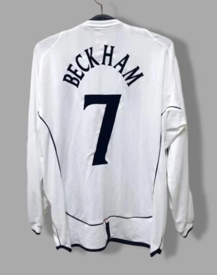 Maillot de foot rétro Angleterre 2002 - Taille L - Joueur iconique - #7 BECKHAM - Photo 1/4