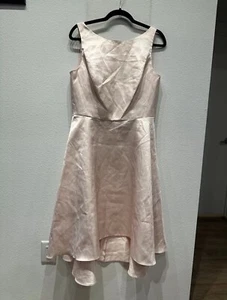 Alfred Sung BATEAU NECK SATIN HIGH LOW COCKTAIL DRESS IN BLUSH Size 12 - Picture 1 of 5