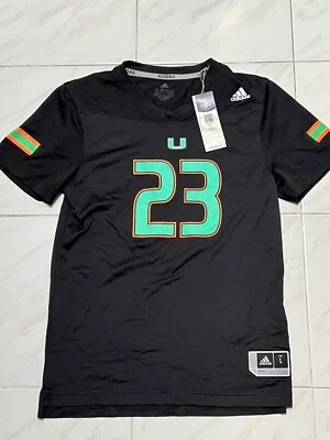 Adidas Miami Hurricanes Miami Nights Black Jersey Youth Boys L 13-14 Year Olds  - Image 1 of 4