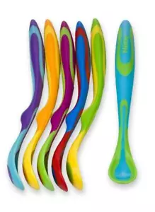 Nuby Fun Feeding Weaning Spoon 6-Pack - Bright Colors - Long Easy Grip Handle - Picture 1 of 12