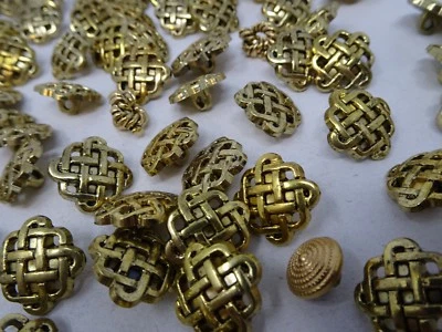 Mixed Lot of 100 Shiny & Antique Gold Shank Buttons A215 - Image 1 of 4