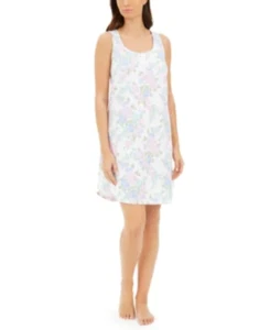 Camisón de algodón sin mangas Charter Club primavera floral XS - Imagen 1 de 3