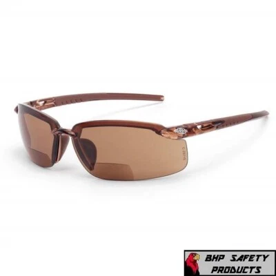 Crossfire ES5 Brown Lens Bifocal Reading Magnifier Safety Glasses ANSI Z87+ - Image 1 of 4