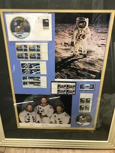 Rare Apollo 11 Large Framed Collection -photos Stamps Cool Stuff /NASA 26”x32” - Picture 1 of 12