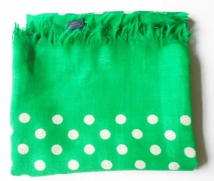 Hobbs Polka Dot Square Scarf bright green 100% fine lightweight wool vgc - Picture 1 of 7