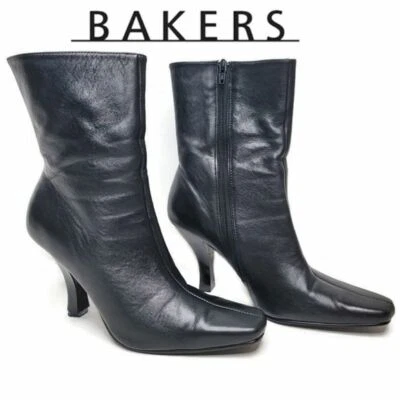 Bakers black leather boots with a long pointed square toe size 8.5. - Image 1 of 4