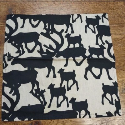 Servilletas de tela animal/caribú estampado ciervo lluvia lote de 12 negro y beige  Foto 1 de 4