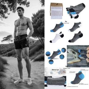Men Cycling Running Sock Cotton Coolmax Seamless toes Protection Tendon 4 Pairs - Picture 1 of 9