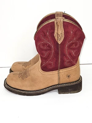 Ariat Fatbaby Heritage Size 9 Women Boots 10026116 Burgundy Tan Cowboy Cowgirl - Image 1 of 4