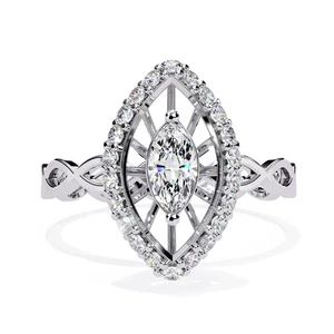 0.35CT Lab Grown Diamond Ring for Women – Certified Marquise Cut 14K Gold - Picture 1 of 13