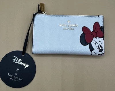 Kate Spade Small Slim Bifold Wallet Disney Minnie Mouse , Ivory White NWT - Photo 1/4