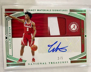 2020-21 PANINI NATIONAL TREASURES COLLIN SEXTON GREEN LEGACY SIGNATURES /5 BAMA - Picture 1 of 4