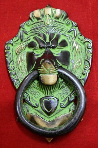 Antique Style Lion Head Shape Door Knocker Solid Brass Handmade Door Bell--6" Cover