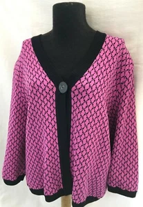 Suéter Cárdigan Jones New York Fucsia y Negro Estampado Diamante - Talla Grande - Imagen 1 de 2