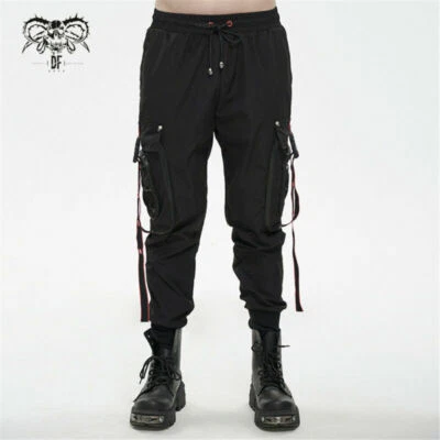 Devil Fashion Punk Personality Drawstring Decoration Cargo Trousers Loose Pants - Image 1 of 4
