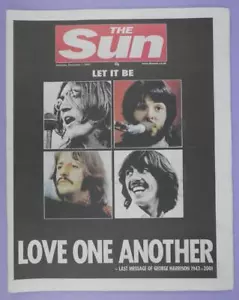 The Sun Newspaper George Harrison Special Tribute Edition 1st Dec 2001, Unused - Foto 1 di 1